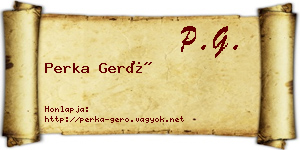 Perka Gerő névjegykártya